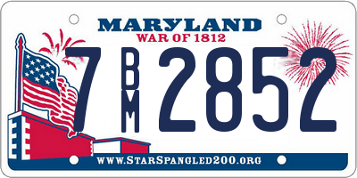 MD license plate 7BM2852
