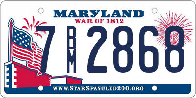 MD license plate 7BM2868