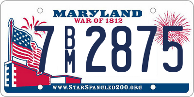 MD license plate 7BM2875