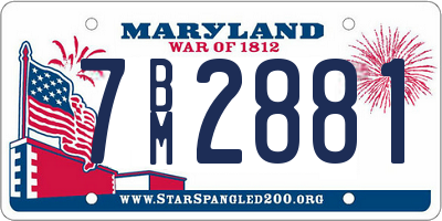 MD license plate 7BM2881