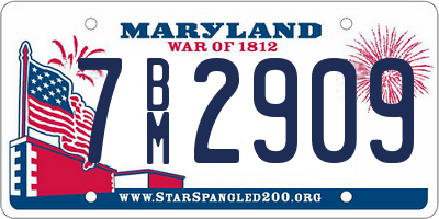 MD license plate 7BM2909