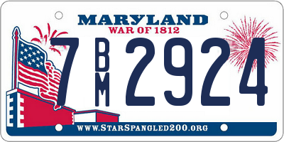 MD license plate 7BM2924