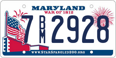 MD license plate 7BM2928