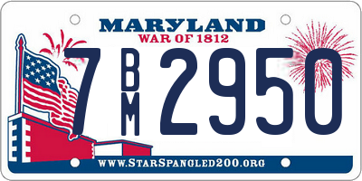 MD license plate 7BM2950
