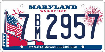 MD license plate 7BM2957