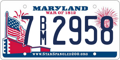 MD license plate 7BM2958