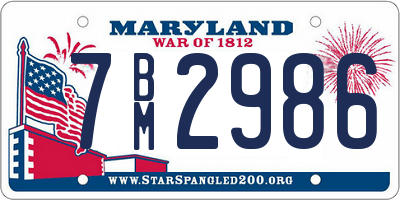 MD license plate 7BM2986