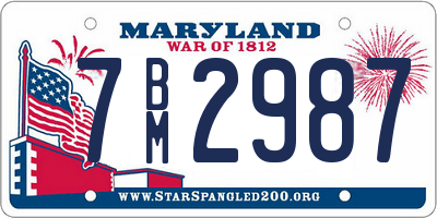 MD license plate 7BM2987
