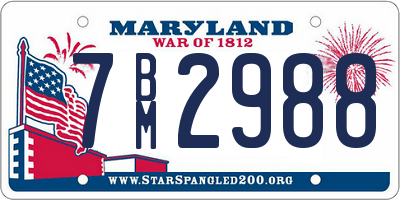 MD license plate 7BM2988