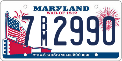 MD license plate 7BM2990