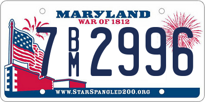 MD license plate 7BM2996
