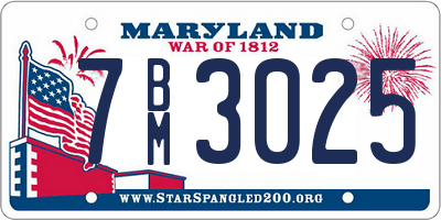 MD license plate 7BM3025