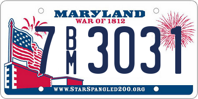 MD license plate 7BM3031