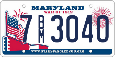 MD license plate 7BM3040