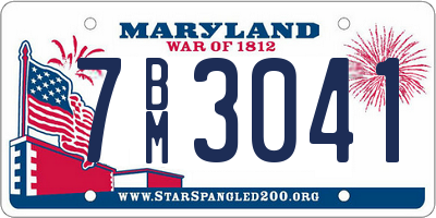MD license plate 7BM3041