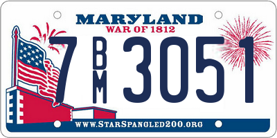 MD license plate 7BM3051