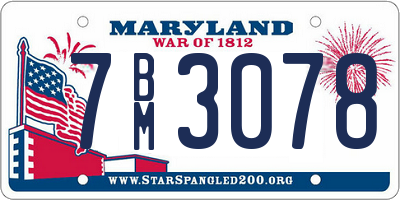 MD license plate 7BM3078