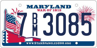 MD license plate 7BM3085