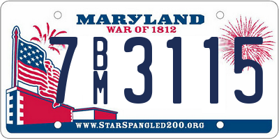 MD license plate 7BM3115
