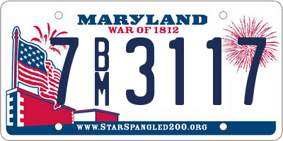 MD license plate 7BM3117