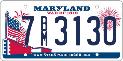 MD license plate 7BM3130