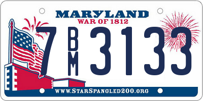MD license plate 7BM3133