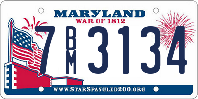MD license plate 7BM3134