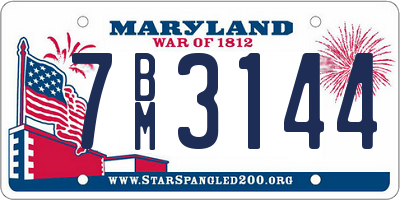 MD license plate 7BM3144