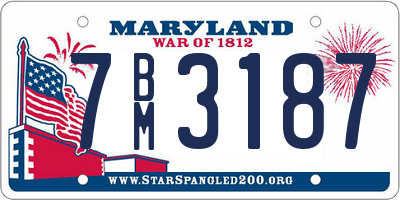 MD license plate 7BM3187