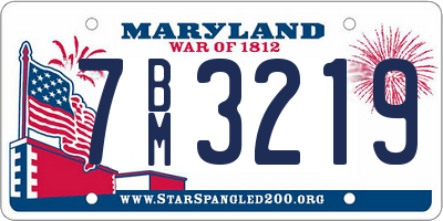 MD license plate 7BM3219