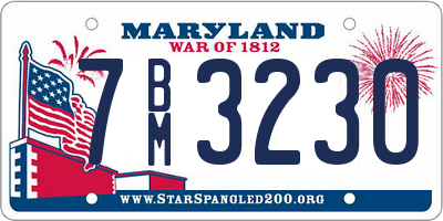 MD license plate 7BM3230
