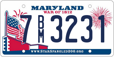 MD license plate 7BM3231