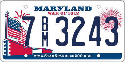 MD license plate 7BM3243