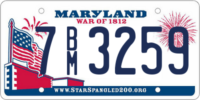 MD license plate 7BM3259