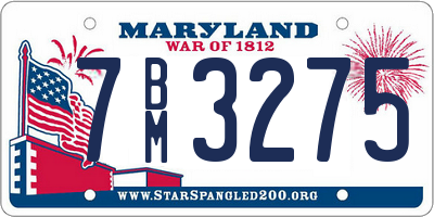 MD license plate 7BM3275