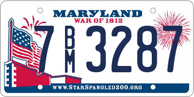 MD license plate 7BM3287