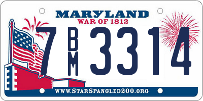 MD license plate 7BM3314