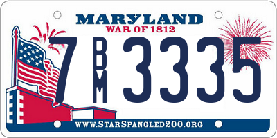 MD license plate 7BM3335