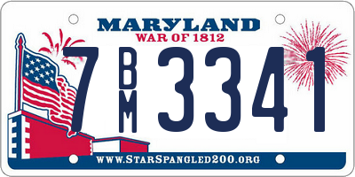 MD license plate 7BM3341