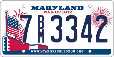 MD license plate 7BM3342