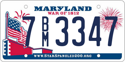 MD license plate 7BM3347