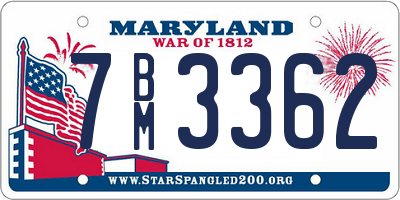 MD license plate 7BM3362