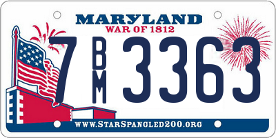 MD license plate 7BM3363