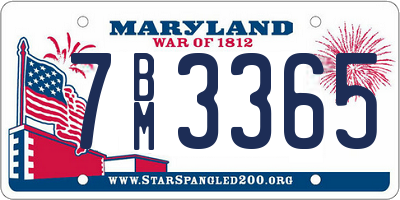 MD license plate 7BM3365