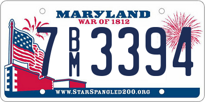 MD license plate 7BM3394
