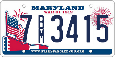 MD license plate 7BM3415