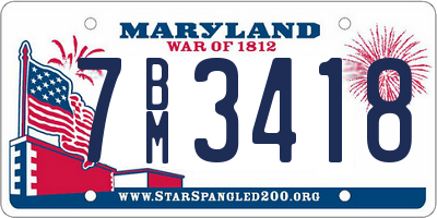 MD license plate 7BM3418