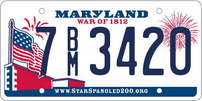 MD license plate 7BM3420