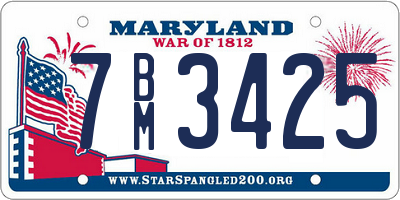 MD license plate 7BM3425