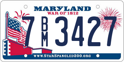 MD license plate 7BM3427